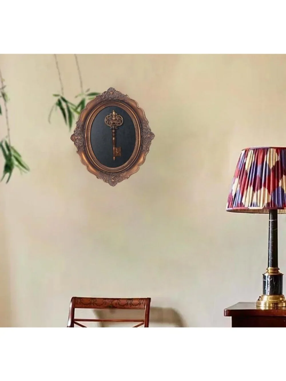 Vintage Wall Sculpture - Antique Pediment Art, Hand-Painted Oval Décor, Unique